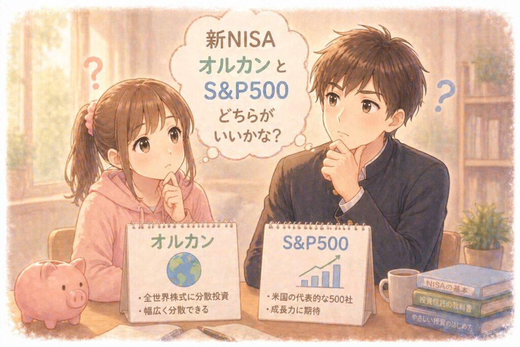 新NISAについて悩む兄妹のイメージイラスト