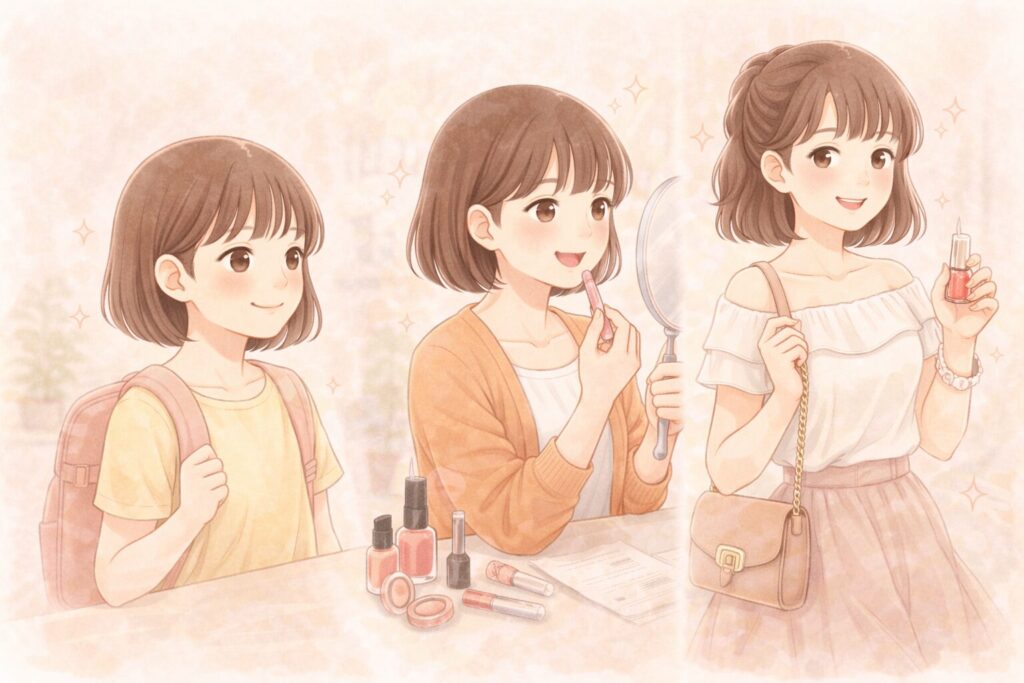 お洒落が大好きな女の子に成長するイメージ画像